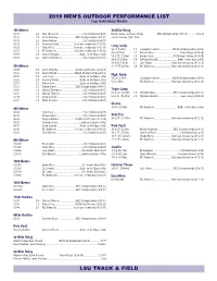 Lsu Track & Field 2019 Men's Outdoor Performance List