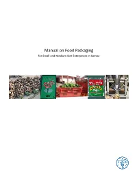 Manual on Food Packaging for Small and Medium Size Enterprises in Samoa