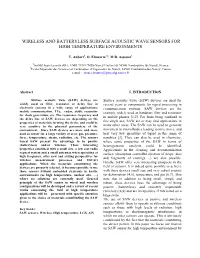 Wireless and Batteryless Surface Acoustic Wave Sensors for High Temperature Environments