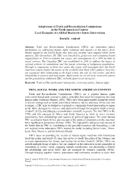 Adaptations of Truth and Reconciliation Commissions in the North American Context: Local Examples of a Global Restorative Justice Intervention