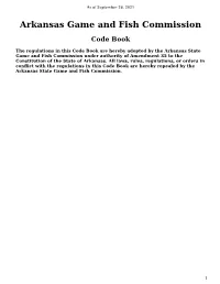 Arkansas Game and Fish Commission Code Book