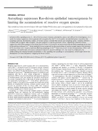 Autophagy Suppresses Ras-Driven Epithelial Tumourigenesis by Limiting the Accumulation of Reactive Oxygen Species