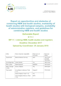 Report on Opportunities and Obstacles of Combining HBM and Health