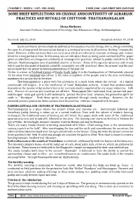 Some Brief Reflections on Change Andcontinuity of Agrarian Practices and Rituals of Chittoor- Thathamangalam