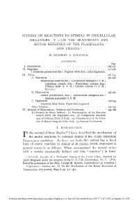 Studies on Reactions to Stimuli in Unicellular Organisms