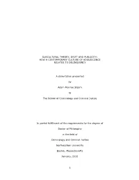 Subcultural Theory, Drift and Publicity: How a Contemporary Culture of Adolescence Relates to Delinquency