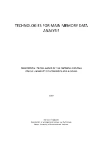 Technologies for Main Memory Data Analysis