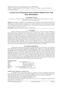 A Chack List of Penaeid Prawns Found in Indian Water with Their Distribution