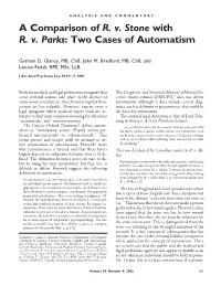 A Comparison of R. V. Stone with R. V. Parks: Two Cases of Automatism
