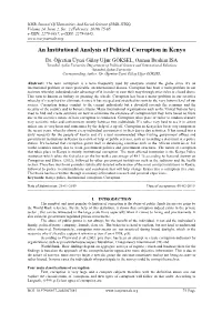 An Institutional Analysis of Political Corruption in Kenya