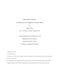 Considerations for Creating New Words in Tāłtān