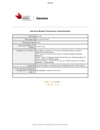 Genome Based Taxonomic Classification