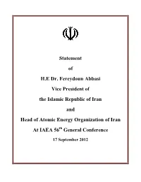 Iran: Statement of Abbasi at IAEA General Conference