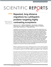 Repeated, Long-Distance Migrations by a Philopatric Predator Targeting