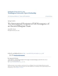 The International Footprint of Teff: Resurgence of an Ancient Ethiopian Grain by Annette R