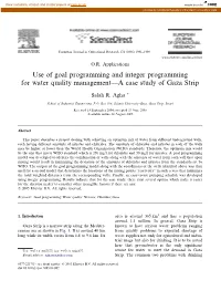 Use of Goal Programming and Integer Programming for Water Quality Management—A Case Study of Gaza Strip