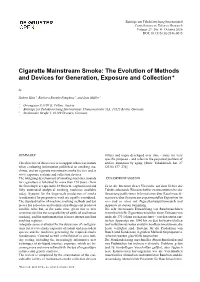 Cigarette Mainstream Smoke: the Evolution of Methods and Devices for Generation, Exposure and Collection * By