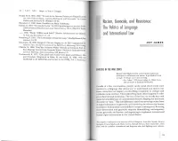 Racism, Genocide, and Resistance: the Politics of Language And
