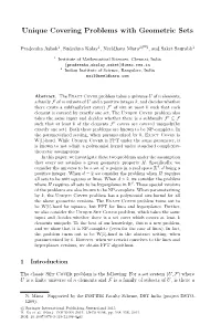 Unique Covering Problems with Geometric Sets