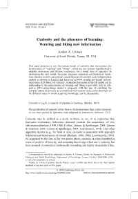 Curiosity and the Pleasures of Learning: Wanting and Liking New Information