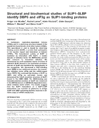 Structural and Biochemical Studies of SLIP1–SLBP Identify DBP5 And