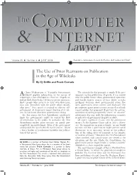 The Use of Prior Restraints on Publication in the Age of Wikileaks