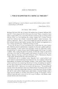 1. What Happened to Critical Theory?