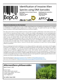 Identification of Invasive Alien Species Using DNA Barcodes