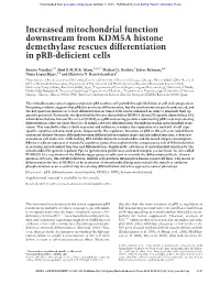 Increased Mitochondrial Function Downstream from KDM5A Histone Demethylase Rescues Differentiation in Prb-Deficient Cells