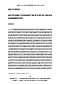 International Recognition As a Tool of Military Conflicts Solution
