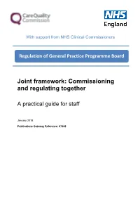 Joint Framework: Commissioning and Regulating Together