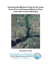 Recommended Minimum Flows for the Lower Peace River and Proposed Minimum Flows Lower Shell Creek, Draft Report