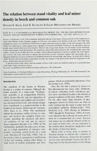 The Relation Between Stand Vitality and Leaf Miner Density in Beech and Common Oak