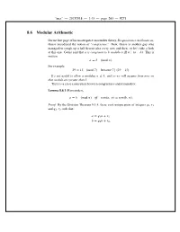 8.6 Modular Arithmetic