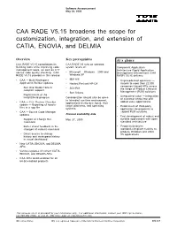 CAA RADE V5.15 Broadens the Scope for Customization, Integration, and Extension of CATIA, ENOVIA, and DELMIA