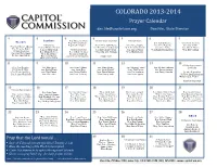 COLORADO 2013-2014 Prayer Calendar Dan.File@Capitolcom.Org Dan File, State Director