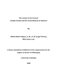 Joseph Cardijn and the Jocist Network at Vatican II by Stefan Robert Gigacz, LL.B., LL.M