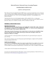Referral Form to Colorectal Cancer Screening Program