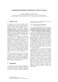 Computational Models of Populations of Motor Neurons