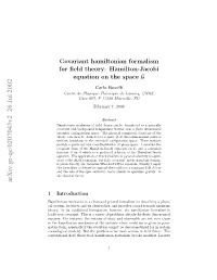 Covariant Hamiltonian Formalism for Field Theory: Hamilton-Jacobi