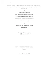 Inquiry Into J.S. Bach's Method of Reworking in His Composition of the Concerto for Keyboard, Flute and Violin, Bwv 1044, and Its