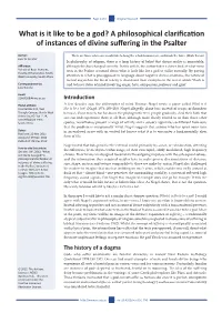 A Philosophical Clarification of Instances of Divine Suffering in the Psalter