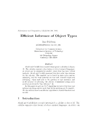 Efficient Inference of Object Types