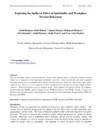 Exploring the Spillover Effect of Spirituality and Workplace Deviant Behaviour