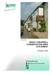 Great Cheverell Conservation Area Statement Is Part of the Process