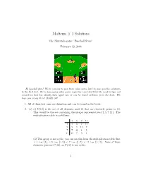 Midterm # 1 Solutions