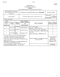 ANNEXURE 5.8 (CHAPTER V, PARA 25) FORM 9 List of Applications For