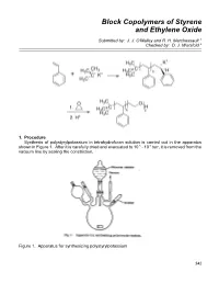 Block Copolymers of Styrene and Ethylene Oxide