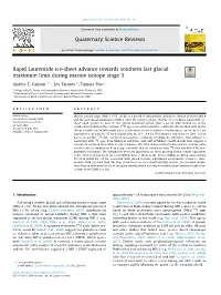Rapid Laurentide Ice-Sheet Advance Towards Southern Last Glacial Maximum Limit During Marine Isotope Stage 3