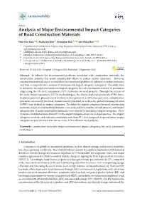 Analysis of Major Environmental Impact Categories of Road Construction Materials